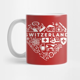 Swiss Icons in a Heart Shape // Switzerland Pride Mug